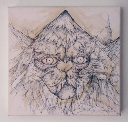 Hora, pero, akvarel, plátno, 40x40, 2013